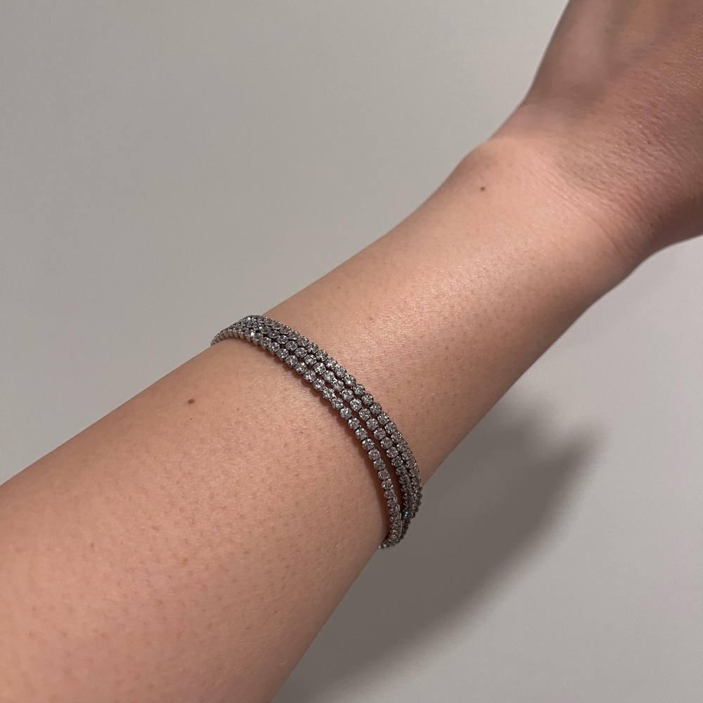 NEW Diamonique Diamond 3 Row Multi Tennis Bracelet